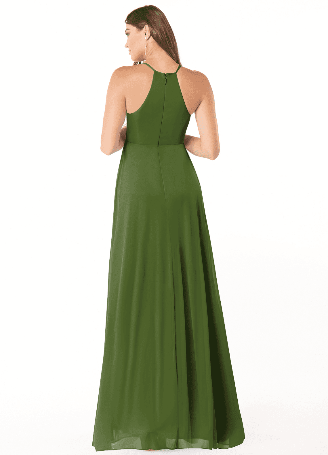 Annabelle A-Line V-Neck Mesh Bridesmaid Dress in Olive