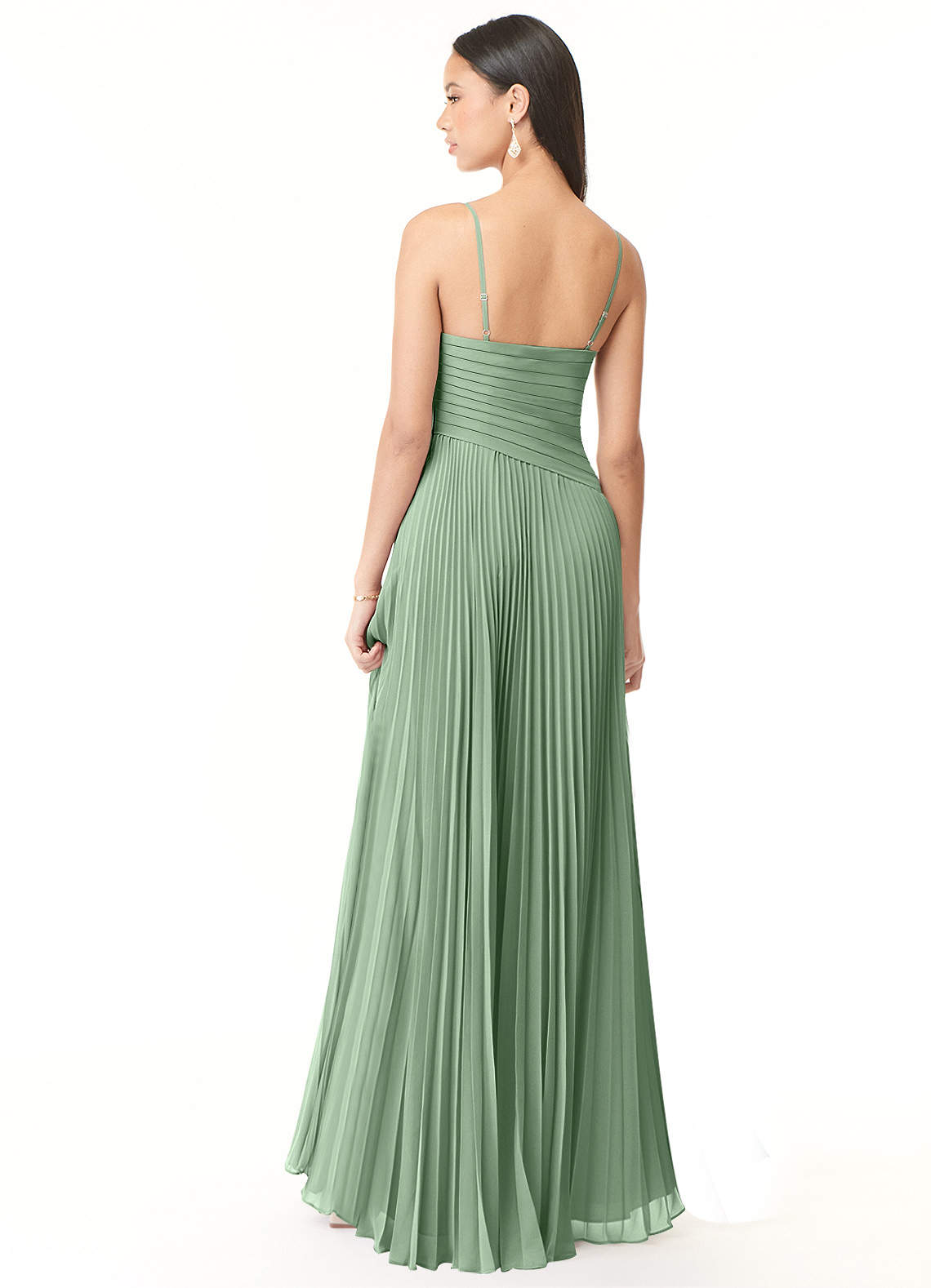 Vini A-Line V-Neck Chiffon Bridesmaid Dress in Matcha