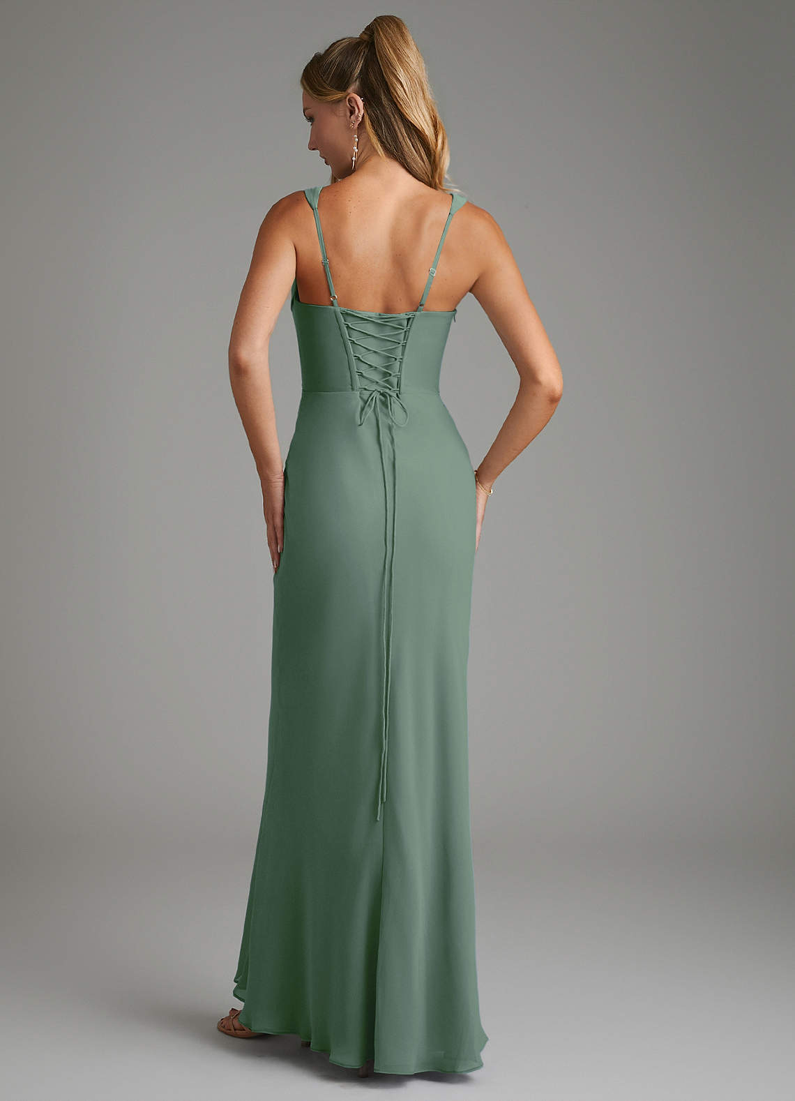 Asa Sheath Square-Neck Chiffon Bridesmaid Dress in Eucalyptus