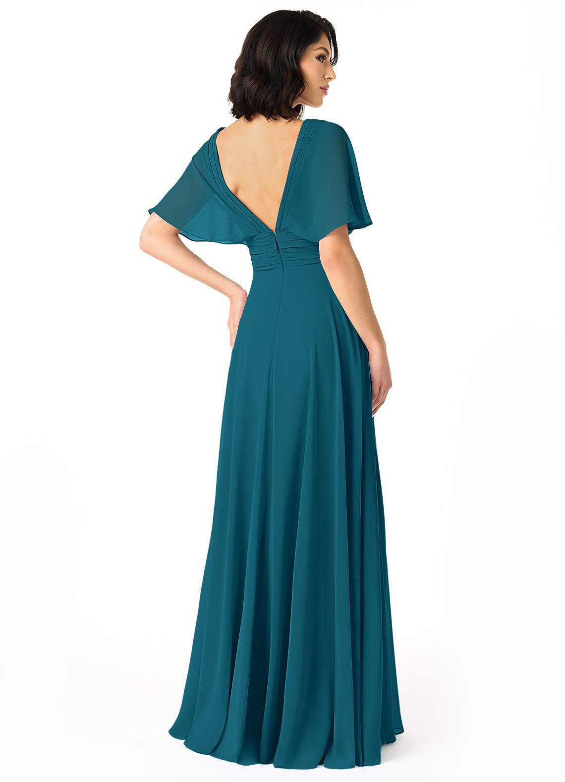 Pamela A-Line V-Neck Chiffon Bridesmaid Dress in Ink Blue