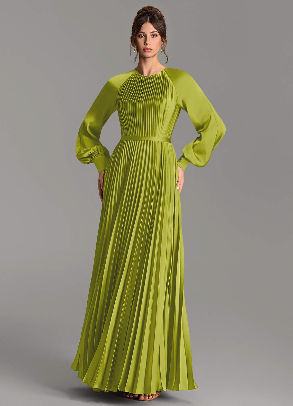Grayson A-Line Scoop-Neck Stretch Satin Bridesmaid Dress in Lemongrass