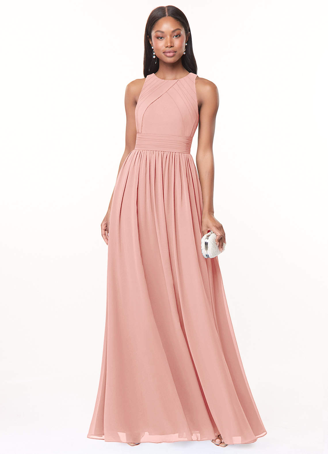 Harper A-Line Scoop-Neck Chiffon Bridesmaid Dress in Rosette
