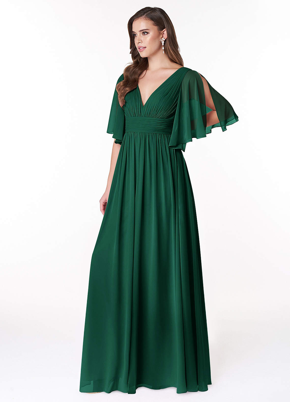 Temeka A-Line V-Neck Chiffon Bridesmaid Dress in Emerald