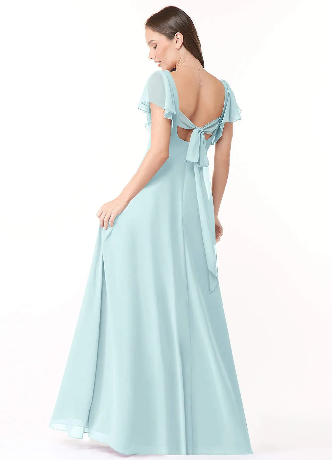 Syenna A-Line V-Neck Chiffon Bridesmaid Dress in Sea Glass