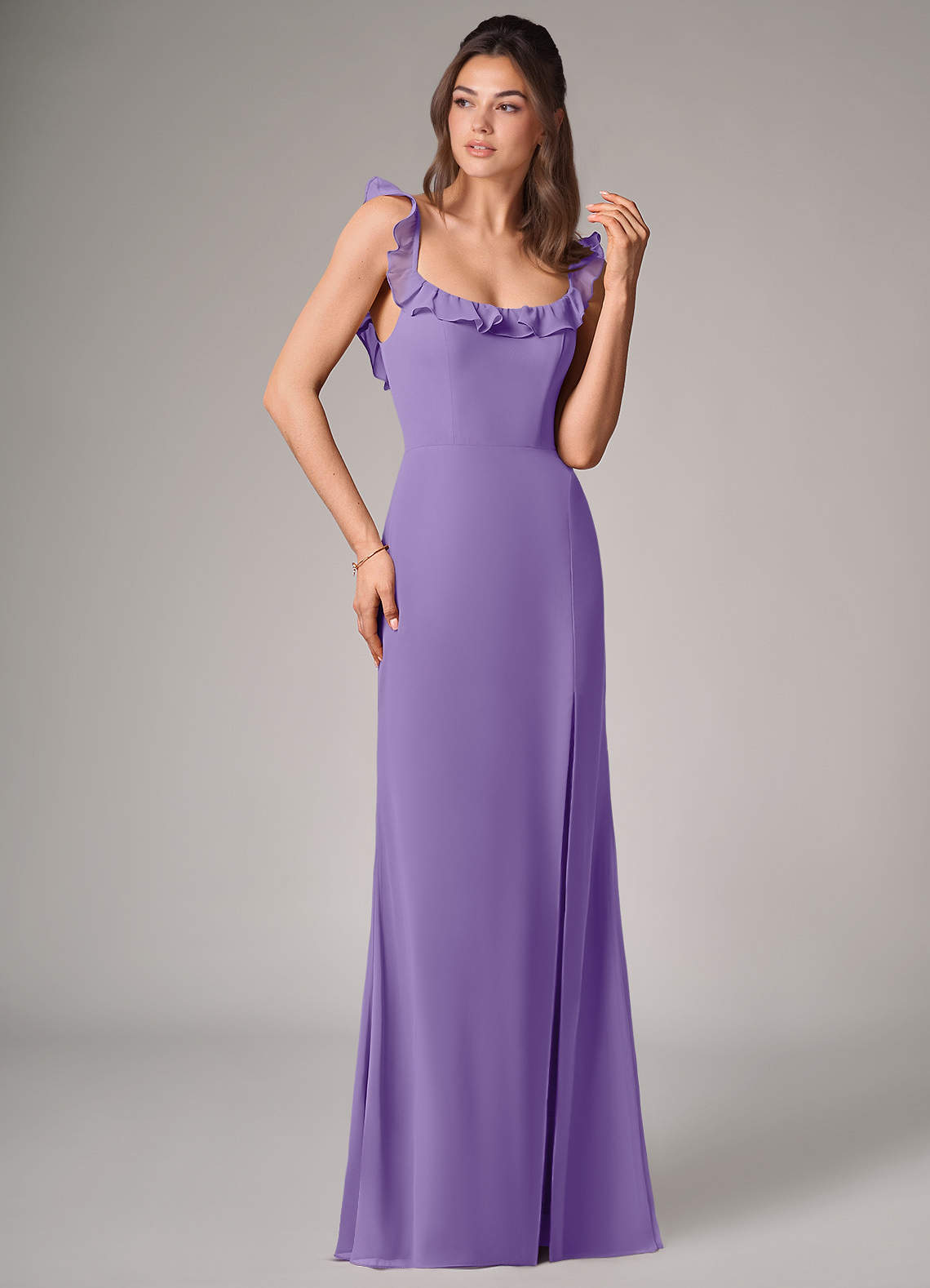 Callie Mermaid Scoop-Neck Chiffon Bridesmaid Dress in Tahiti