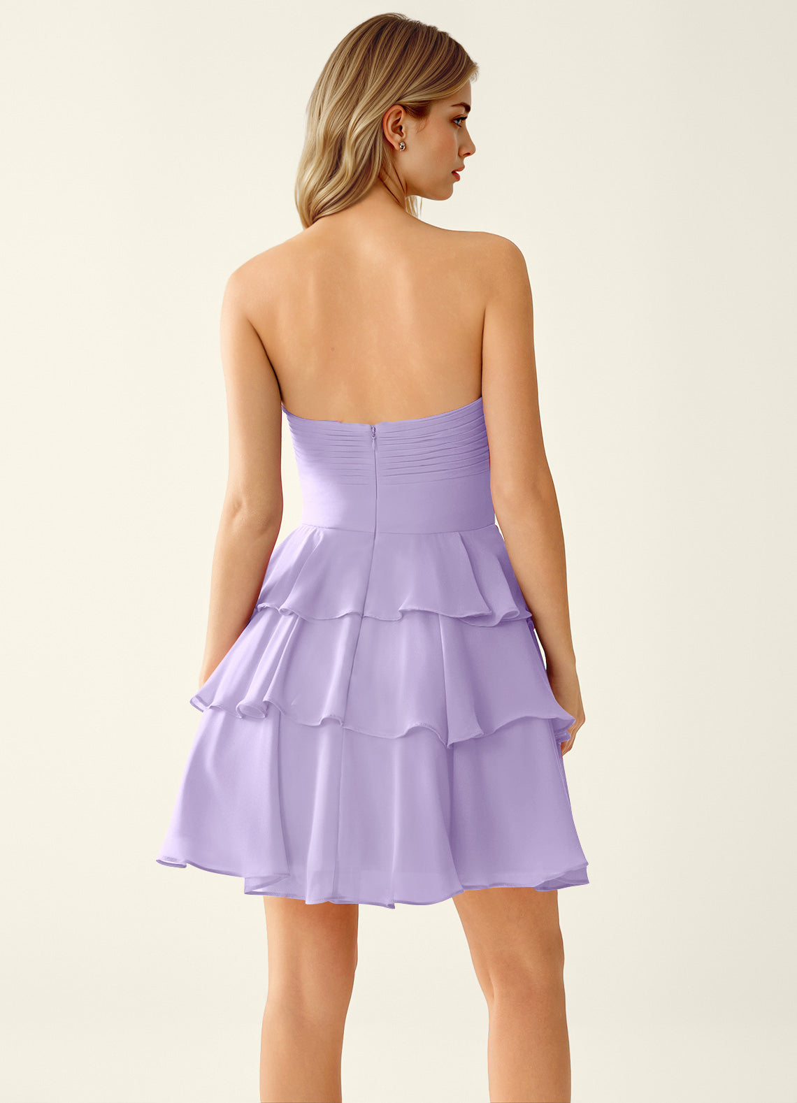 Orosecy A-Line Mini Strapless Chiffon Prom Dress in Lilac - photo 2