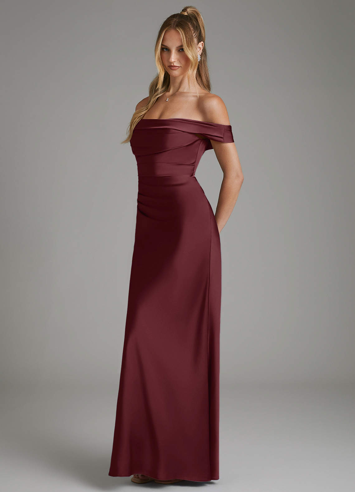 Hayden Mermaid Off-the-Shoulder Stretch Satin Bridesmaid Dress