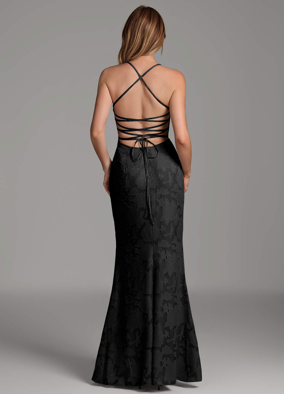 Dara Mermaid Sweetheart Floral Burnout Bridesmaid Dress in black