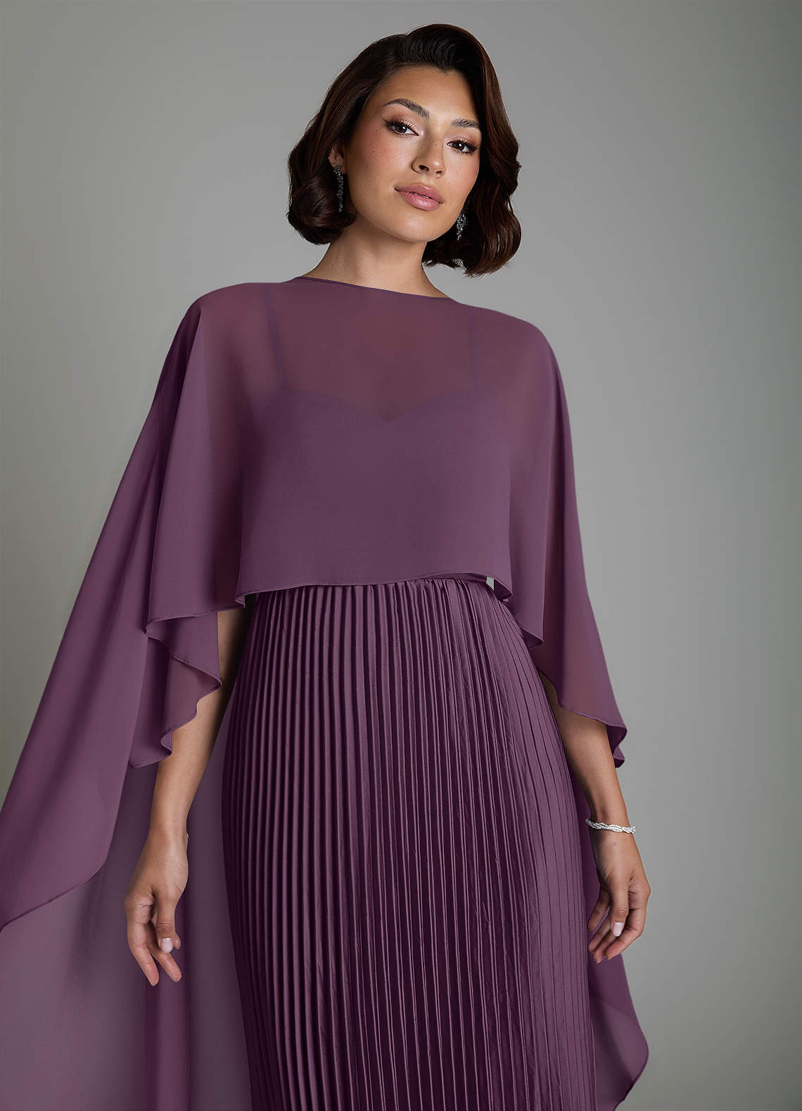Micah A-Line Sweetheart Stretch Satin and Chiffon Bridesmaid Dress in Plum