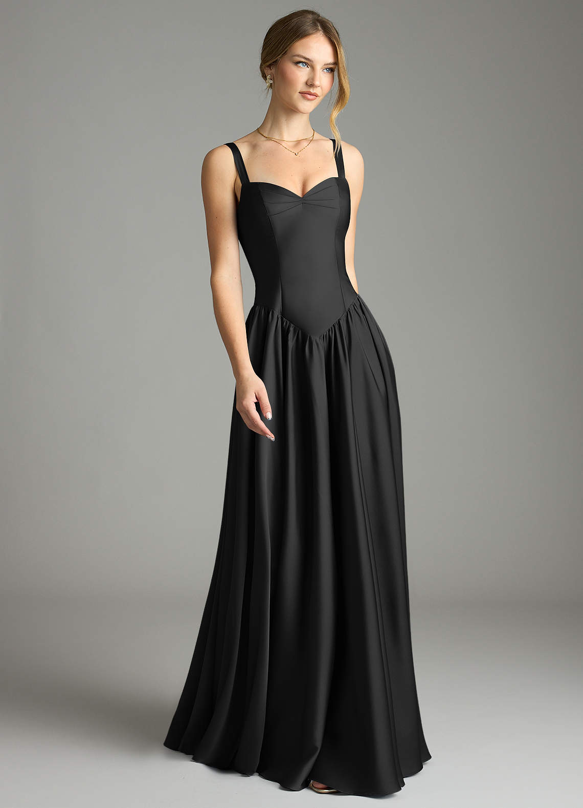 Evadina A-Line Sweetheart Stretch Satin Bridesmaid Dress in black