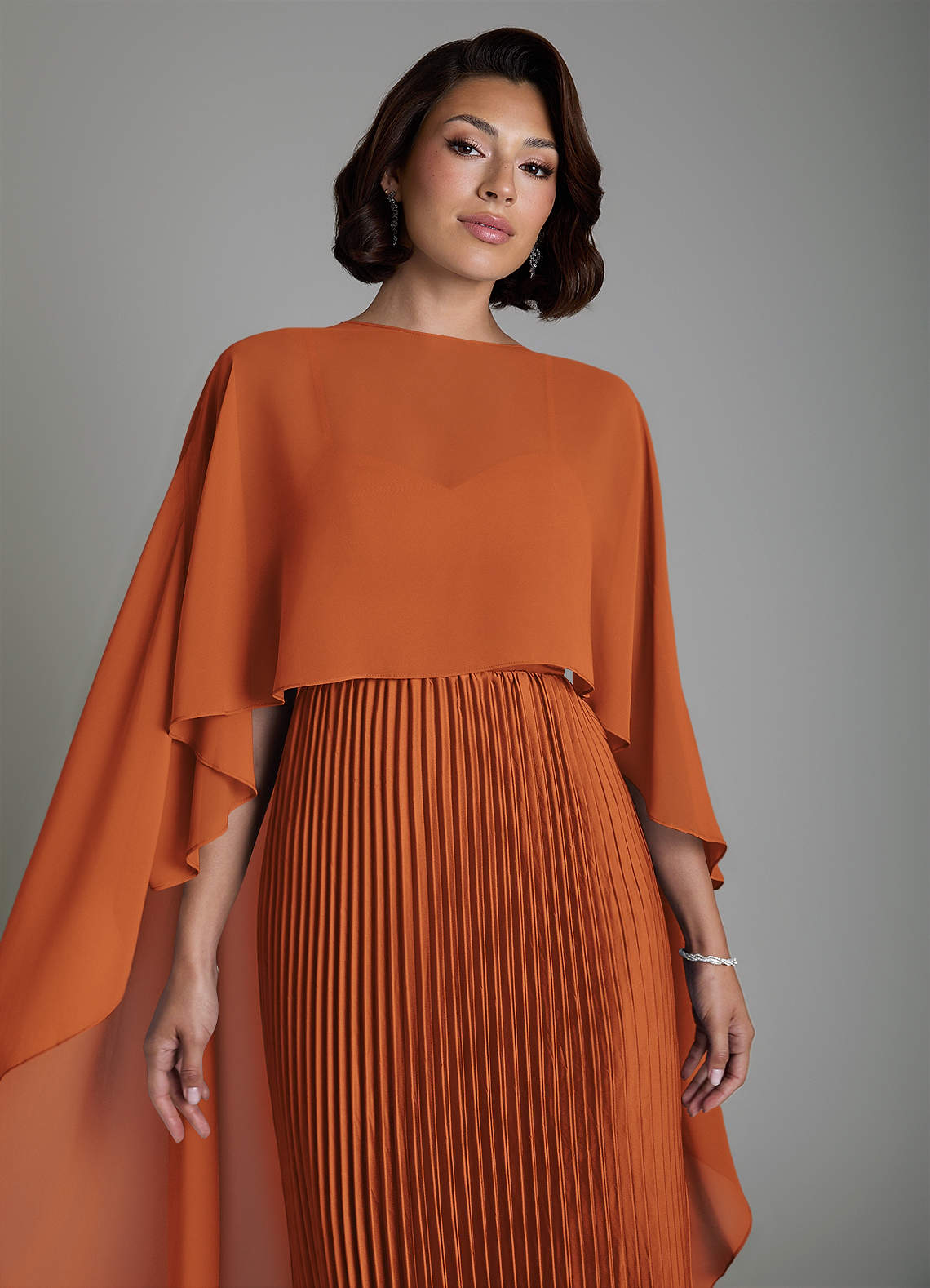 Micah A-Line Sweetheart Stretch Satin and Chiffon Bridesmaid Dress in Cinnamon