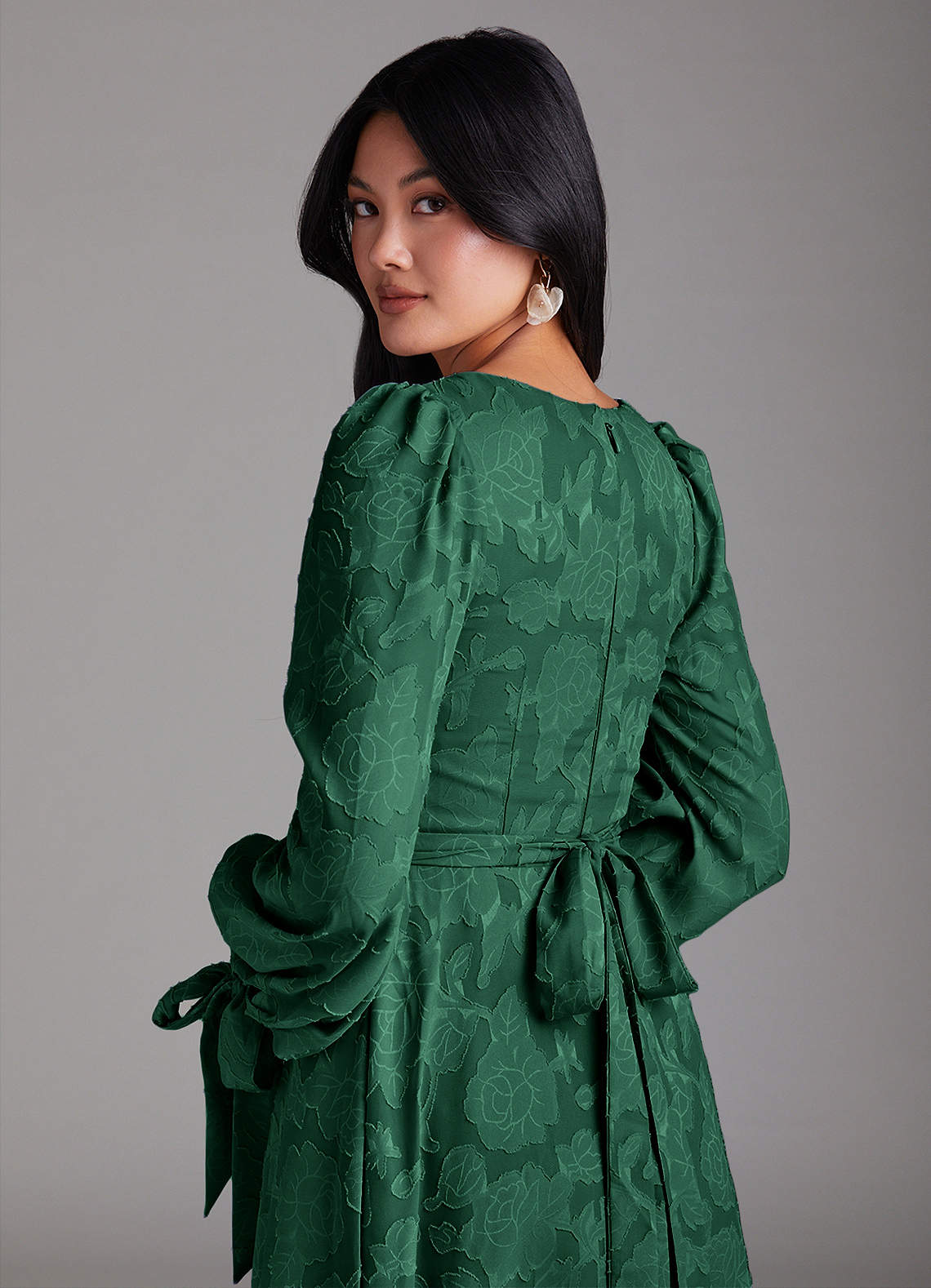 Leonia A-Line Square-Neck Stretch Satin Bridesmaid Dress in Dark Green