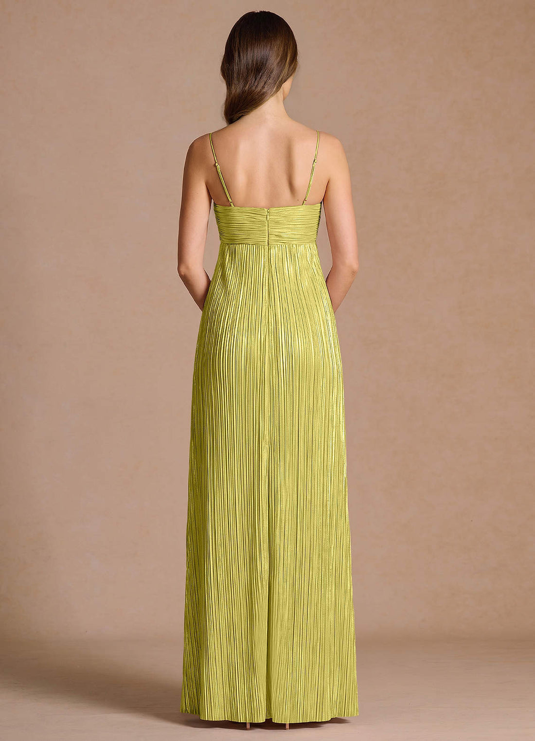 Emmeline A-Line V-Neck Floral Burnout Evening Dress in Pale Yellow