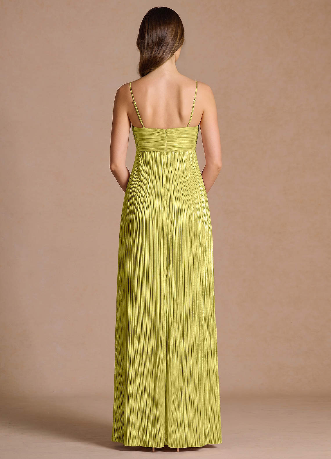Emmeline A-Line V-Neck Floral Burnout Evening Dress in Pale Yellow