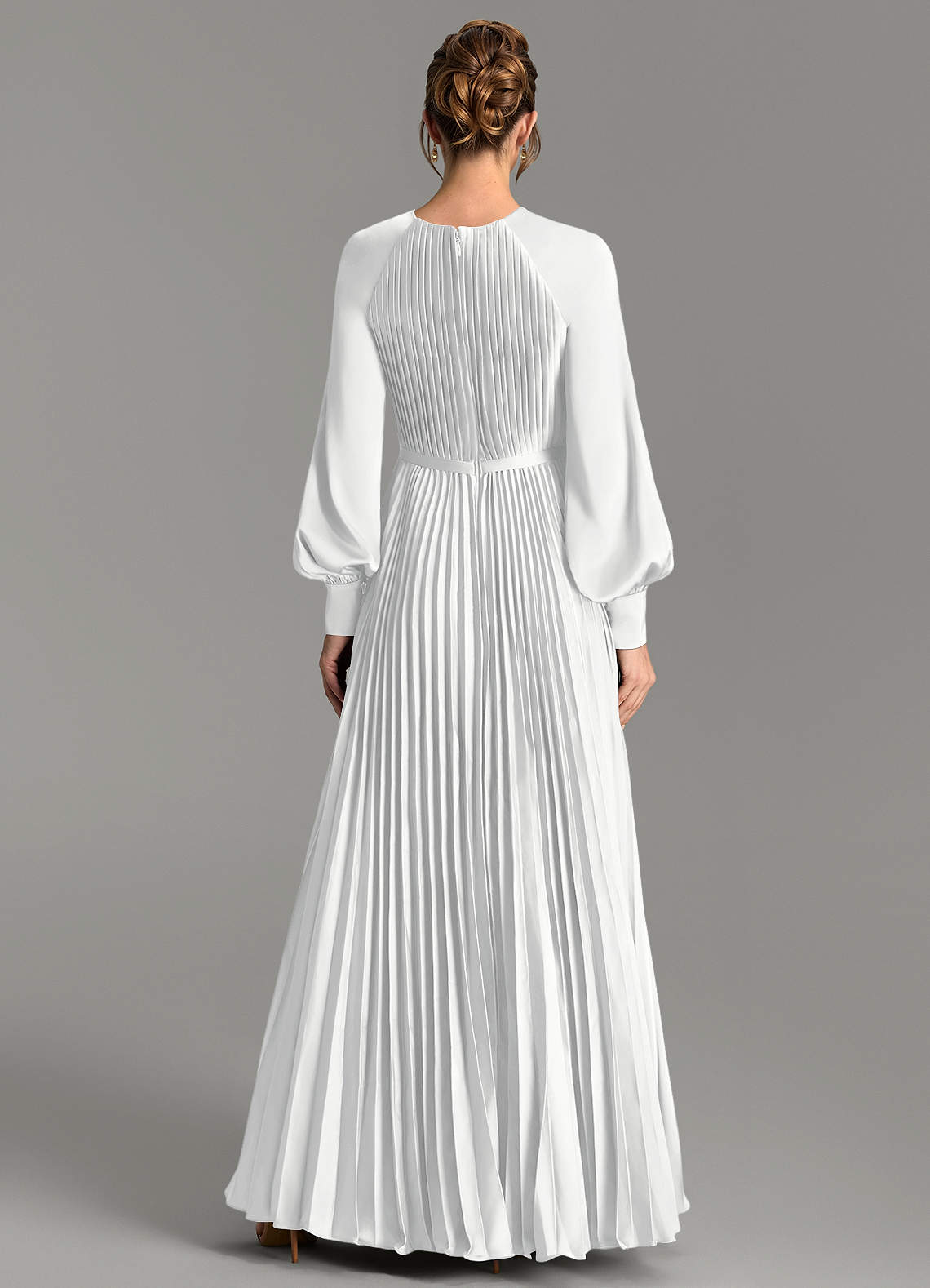 Grayson A-Line Scoop-Neck Stretch Satin Bridesmaid Dress in white