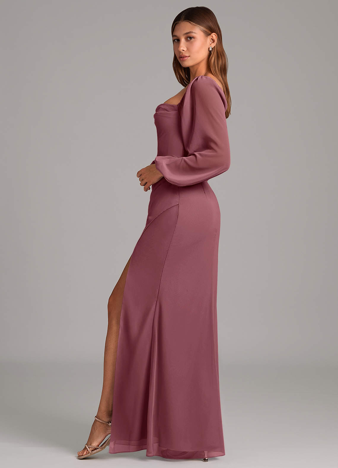 Brixley Mermaid Sweetheart Chiffon Bridesmaid Dress in Desert Rose