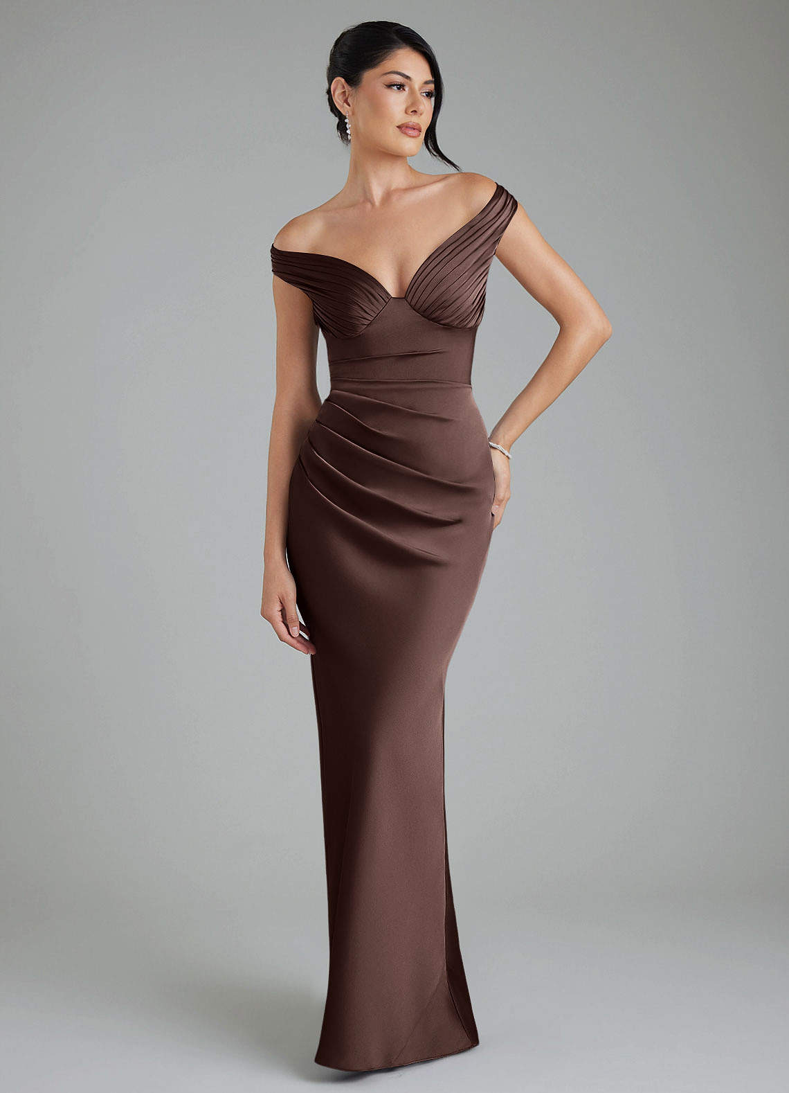 Stella Sheath V-Neck Stretch Satin Bridesmaid Dress