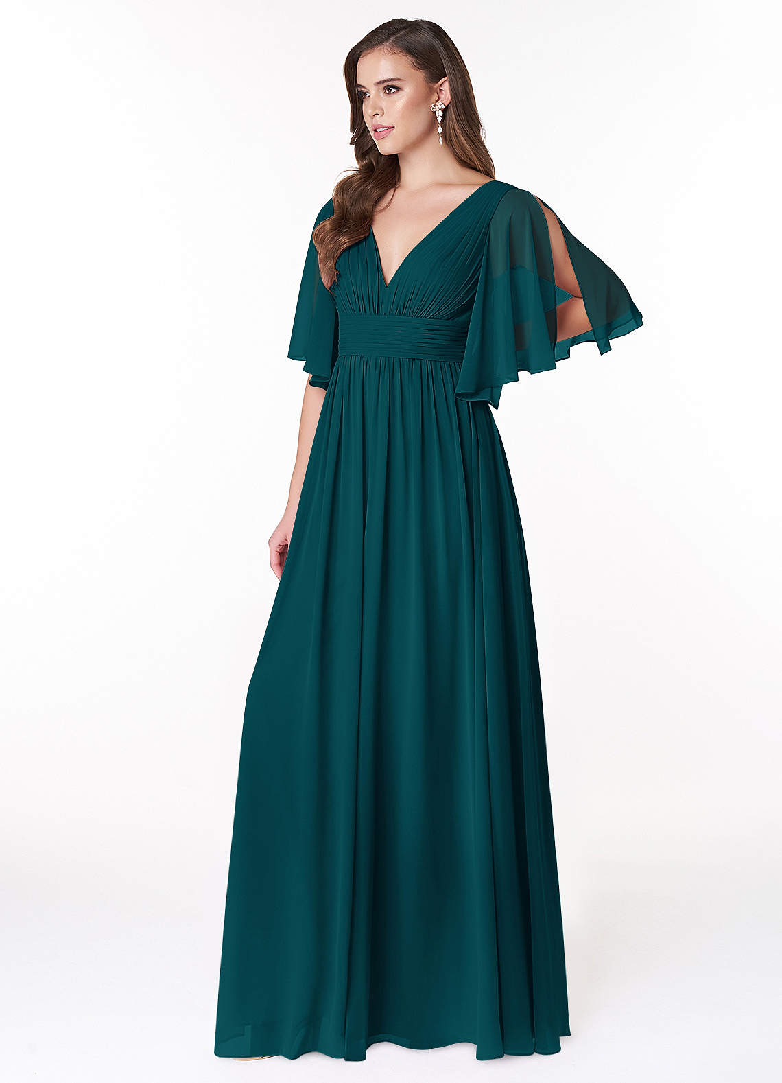 Temeka A-Line V-Neck Chiffon Bridesmaid Dress in Pine