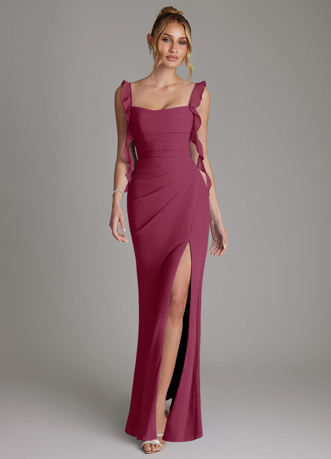 Jessamine Mermaid Sweetheart Chiffon Bridesmaid Dress in Mulberry