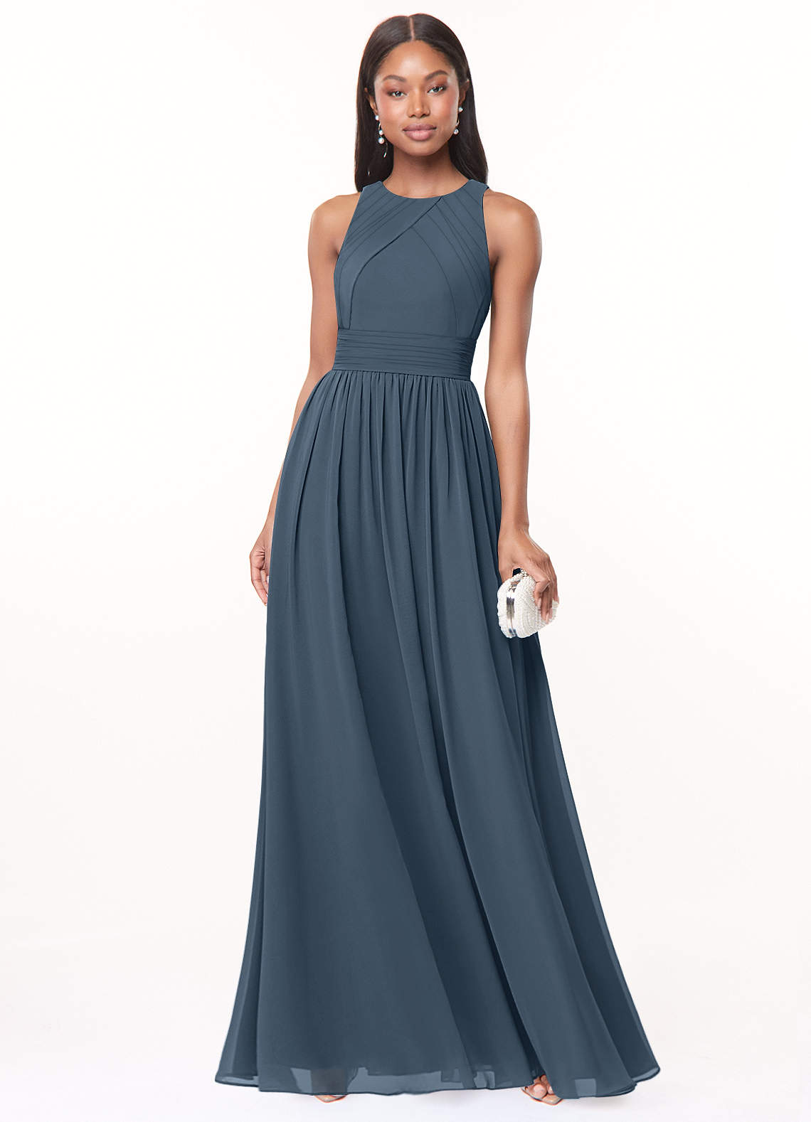 Harper A-Line Scoop-Neck Chiffon Bridesmaid Dress in Neptune