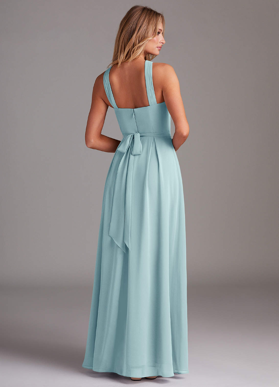 Dixie A-Line Halter Chiffon Bridesmaid Dress in Sea Glass