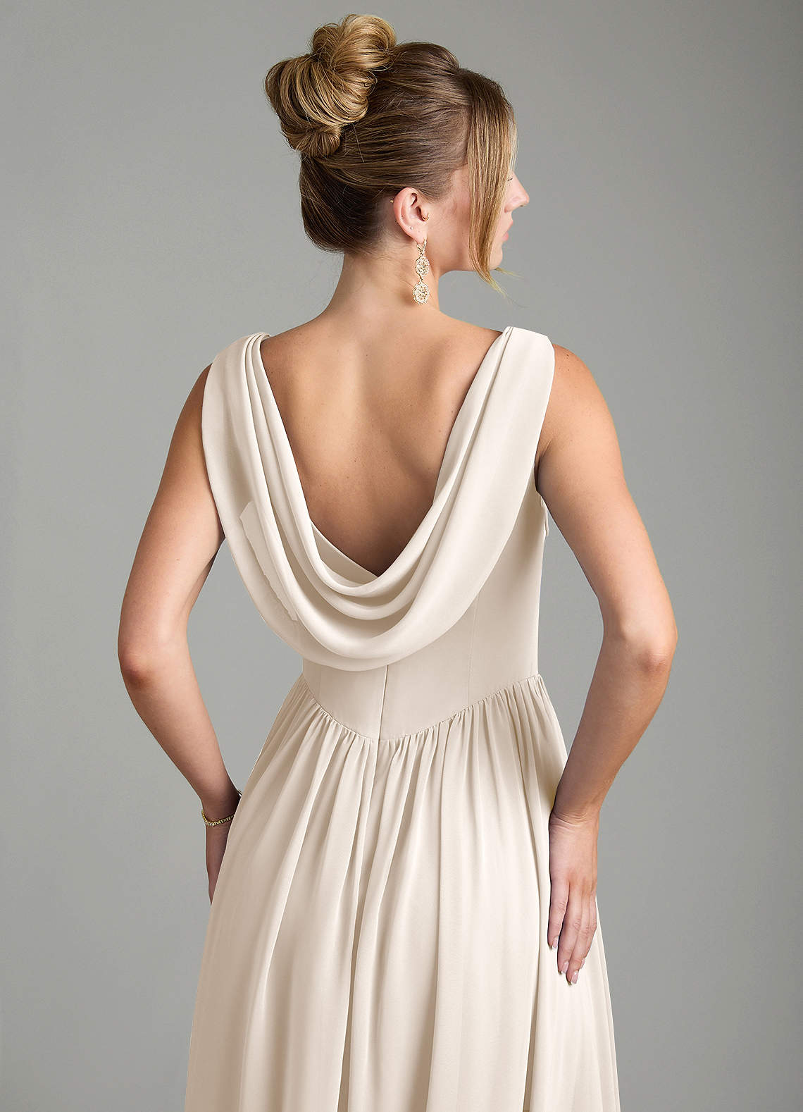 Novi A-Line Square-Neck Chiffon Bridesmaid Dress in White Alabaster