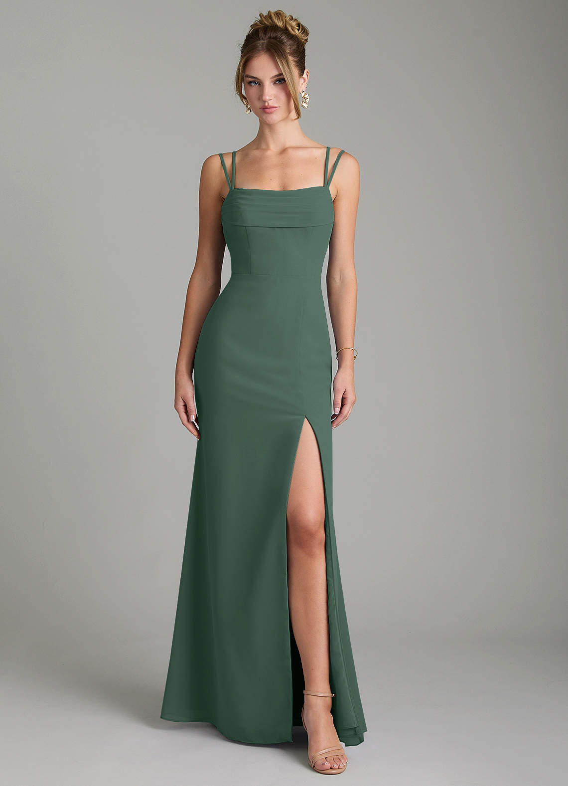 Egypt Sheath Sweetheart Chiffon Bridesmaid Dress in Sea Moss
