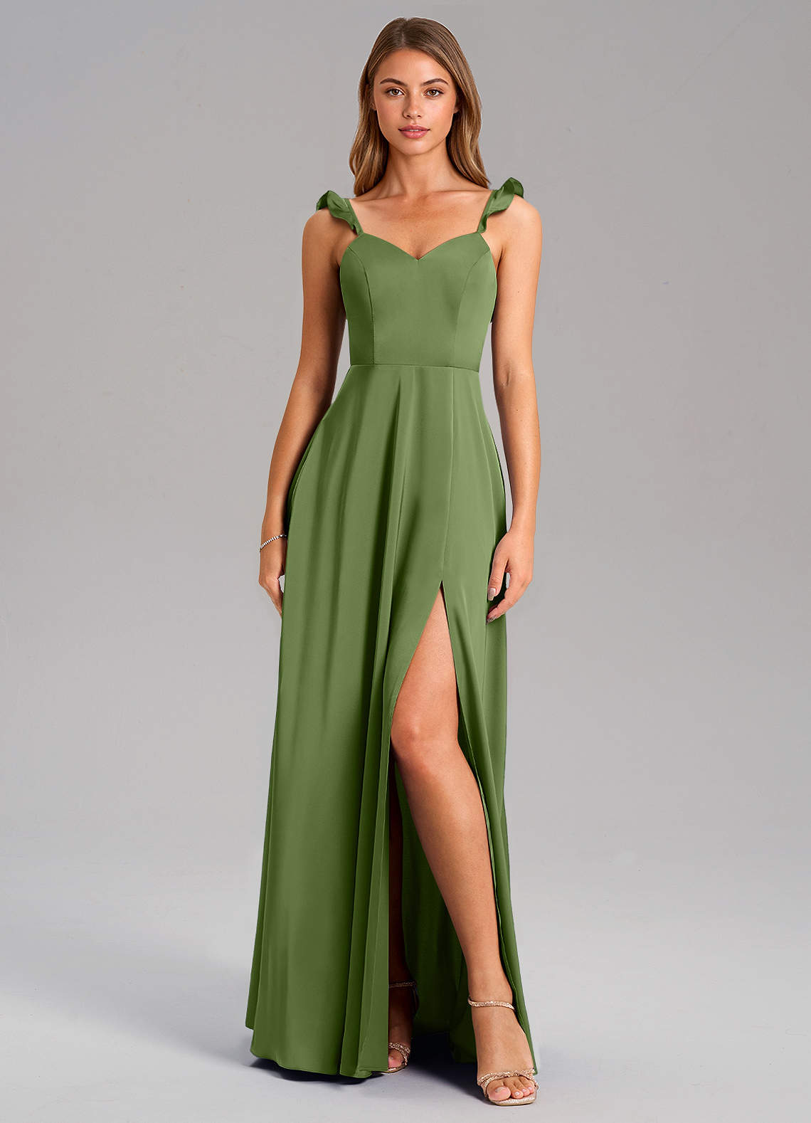 Everett A-Line V-Neck Chiffon Bridesmaid Dress in Juniper