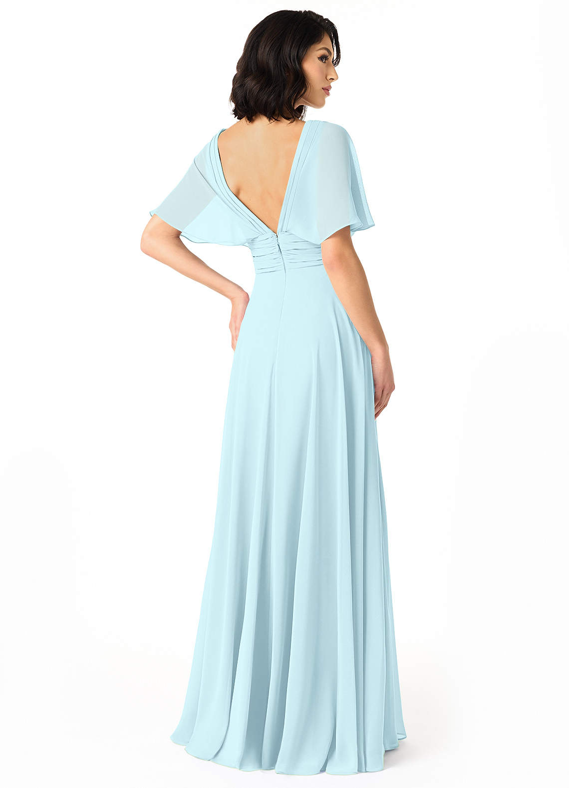 Pamela A-Line V-Neck Chiffon Bridesmaid Dress in Cloud Blue