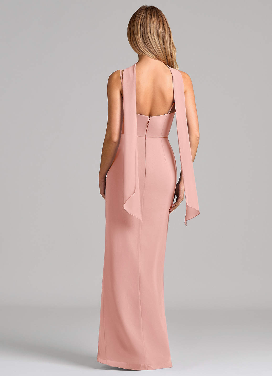 Calandra Sheath Scoop-Neck Chiffon Bridesmaid Dress in Rosette