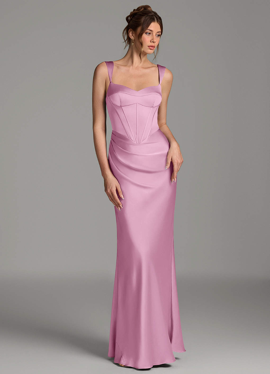 Mela Sheath Sweetheart Stretch Satin Bridesmaid Dress in candy pink