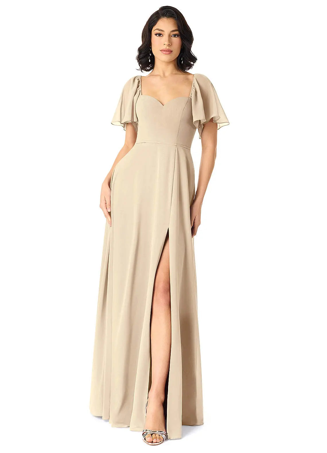 Chloe A-Line Sweetheart Chiffon Bridesmaid Dress in Champagne