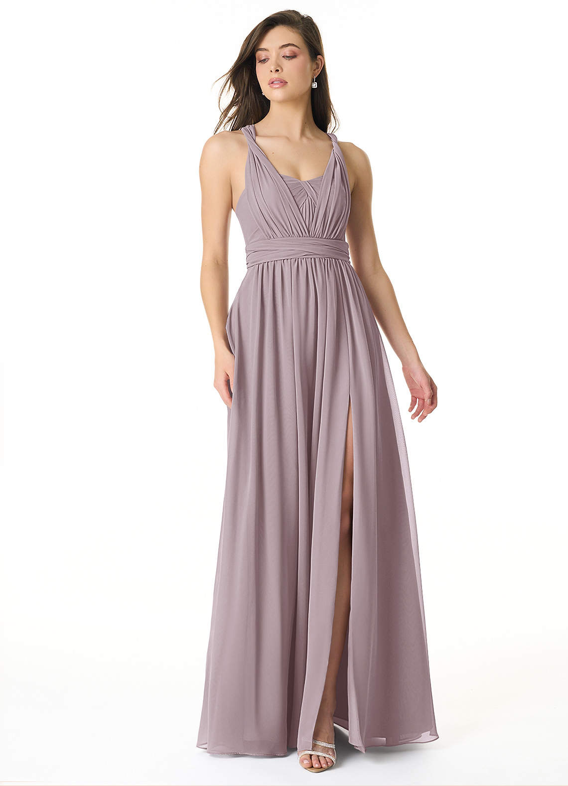 Olani A-Line V-Neck Chiffon Bridesmaid Dress in Dusk