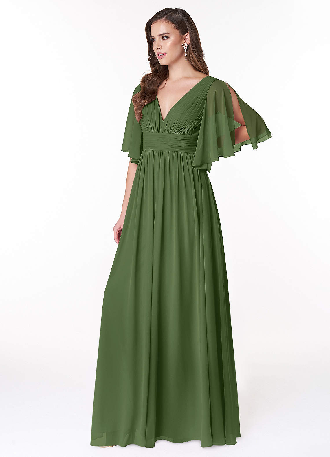 Temeka A-Line V-Neck Chiffon Bridesmaid Dress in Olive