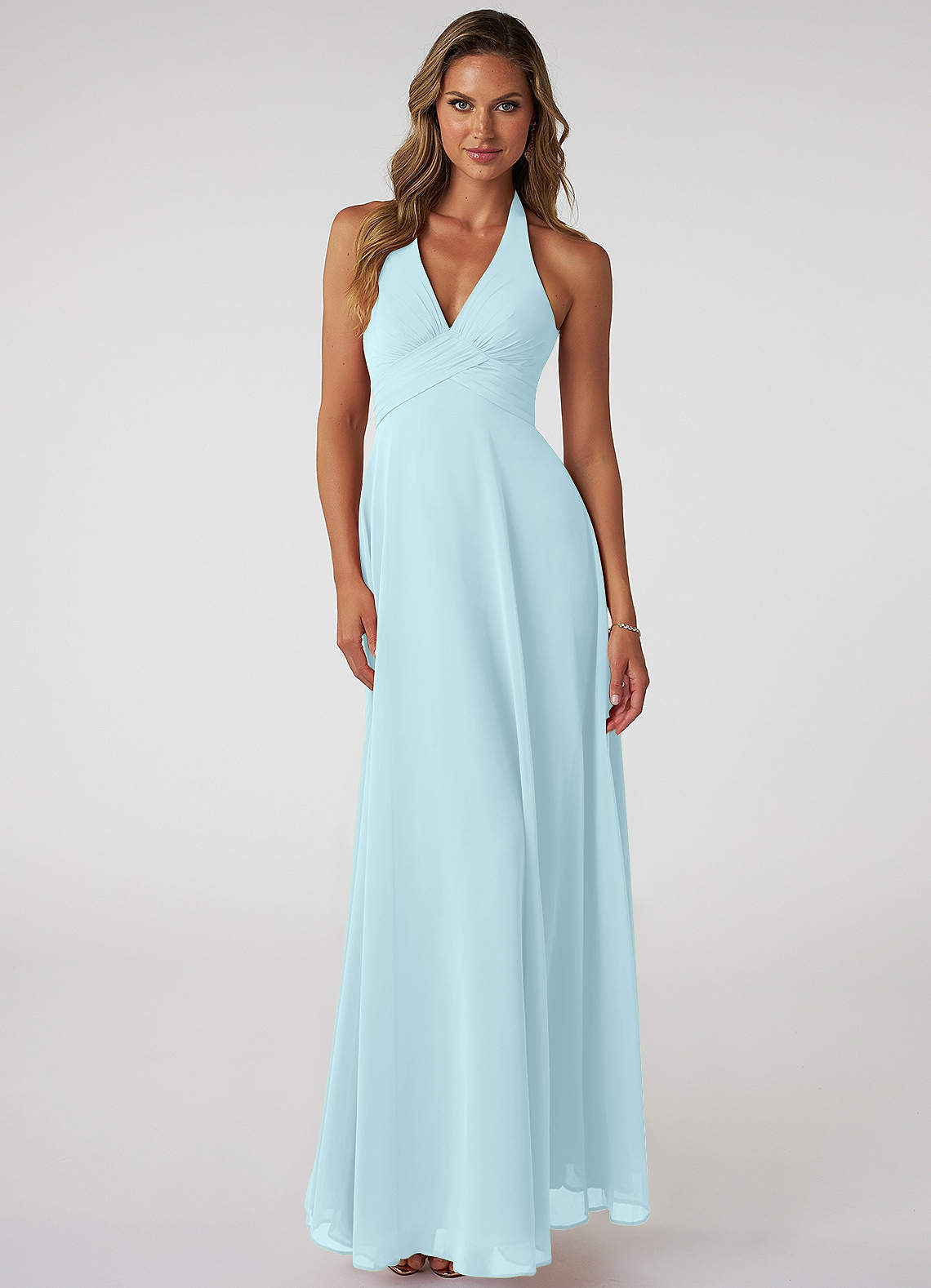 Tessie A-Line V-Neck Chiffon Bridesmaid Dress in Cloud Blue