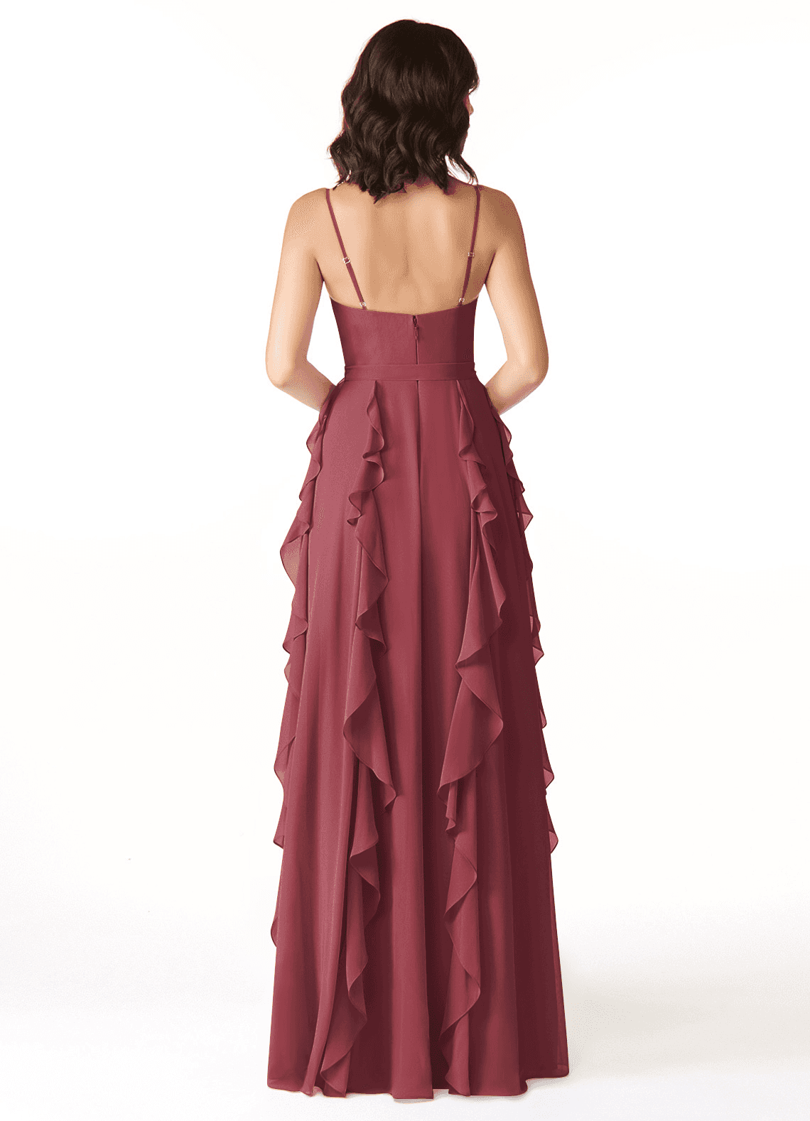 Peyton A-Line V-Neck Chiffon Bridesmaid Dress in Merlot