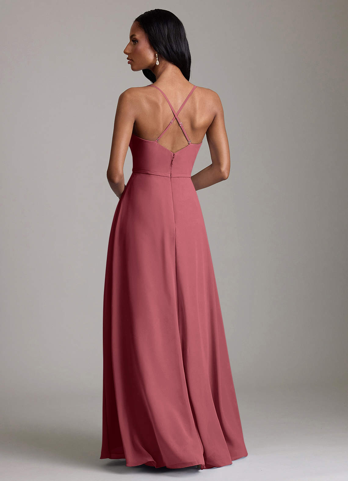 Naeem A-Line V-Neck Chiffon Bridesmaid Dress in Merlot