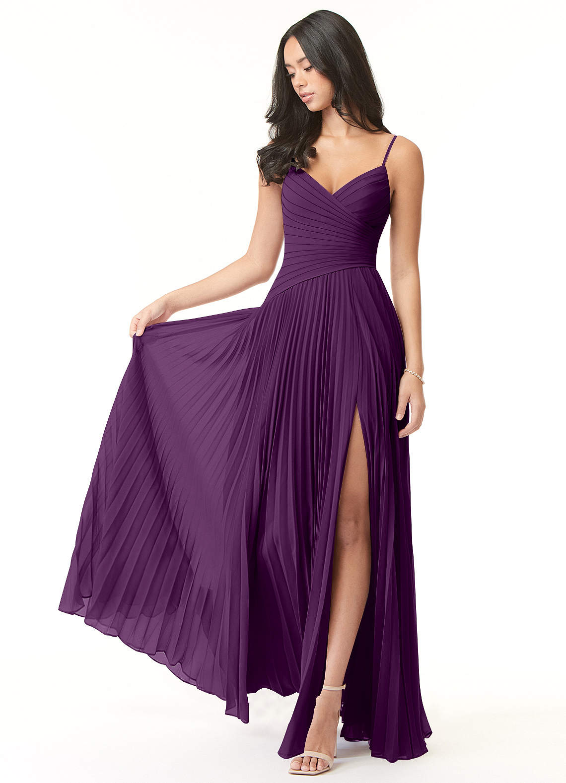 Vini A-Line V-Neck Chiffon Bridesmaid Dress in Grape