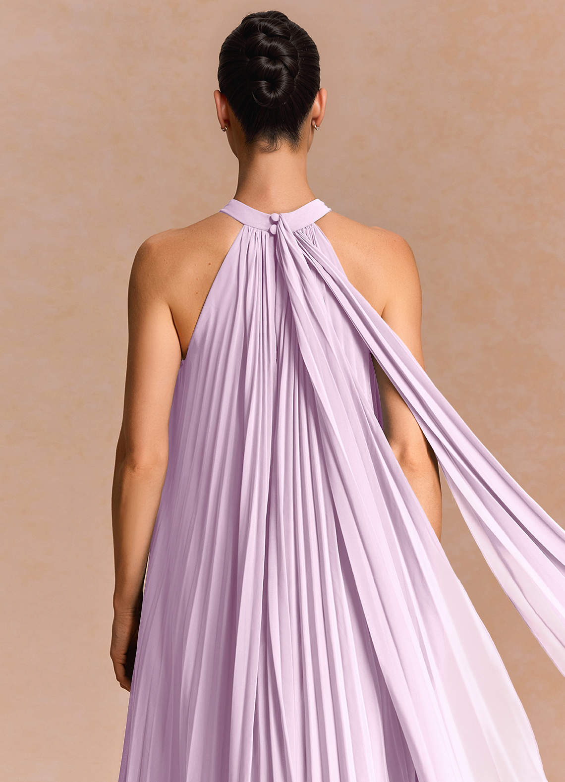 Lucette A-Line Halter Chiffon Evening Dress in Frosted Lilac