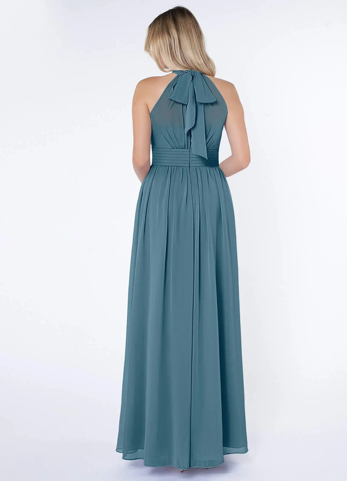 Iman A-Line Halter Chiffon Bridesmaid Dress in Bermuda