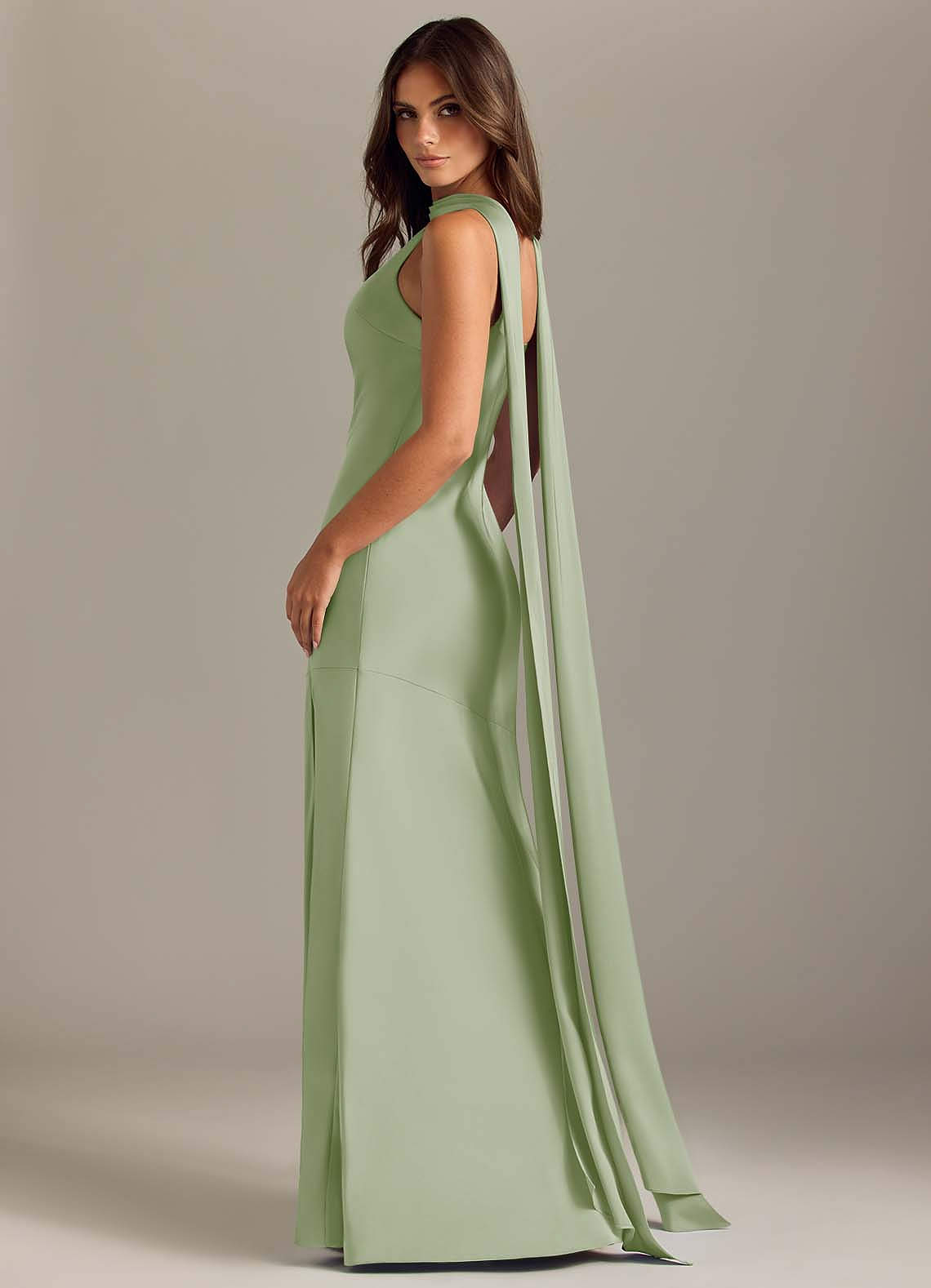 Kinsley Mermaid Halter Stretch Satin Bridesmaid Dress