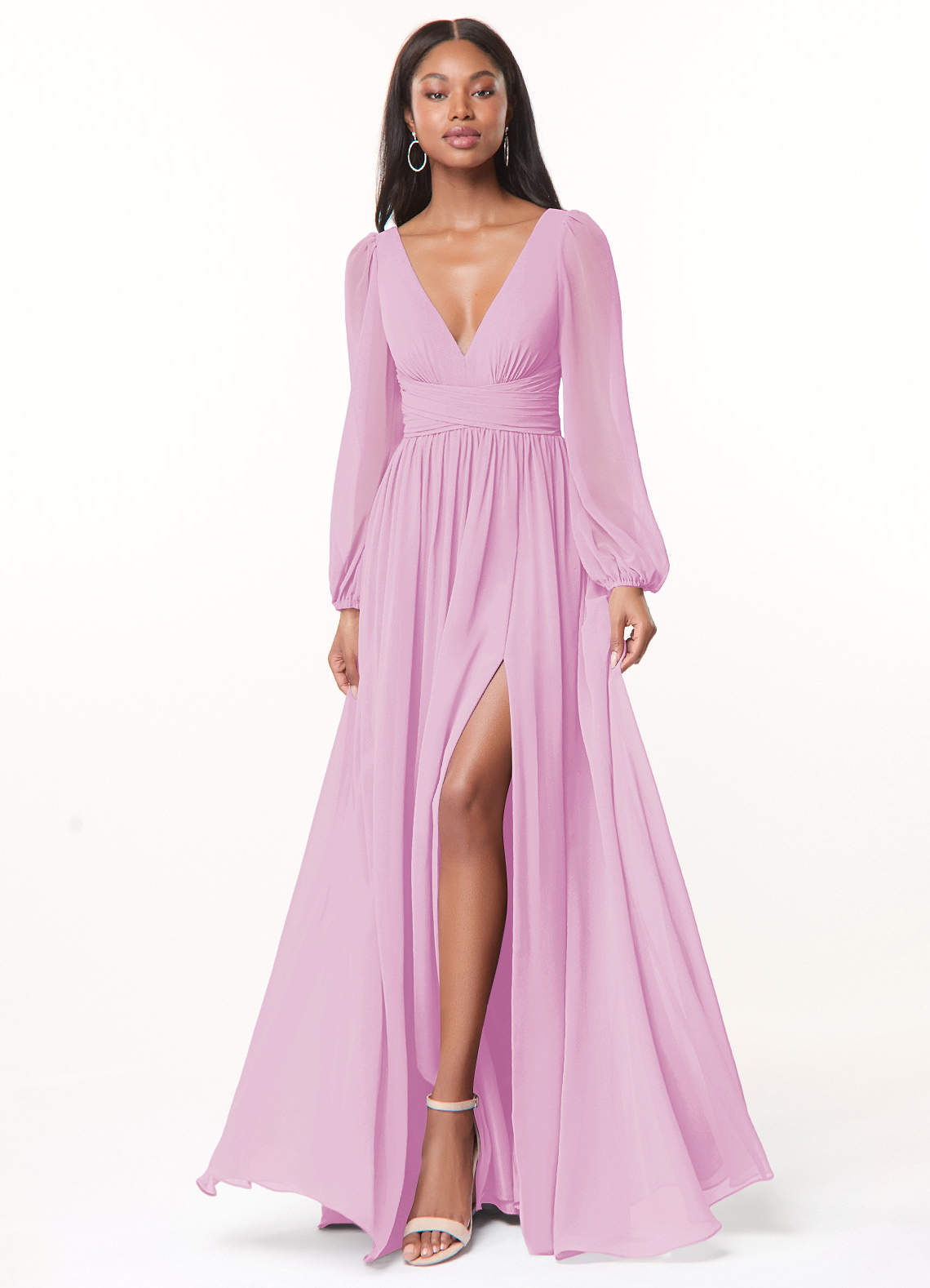Norah A-Line V-Neck Chiffon Bridesmaid Dress in candy pink