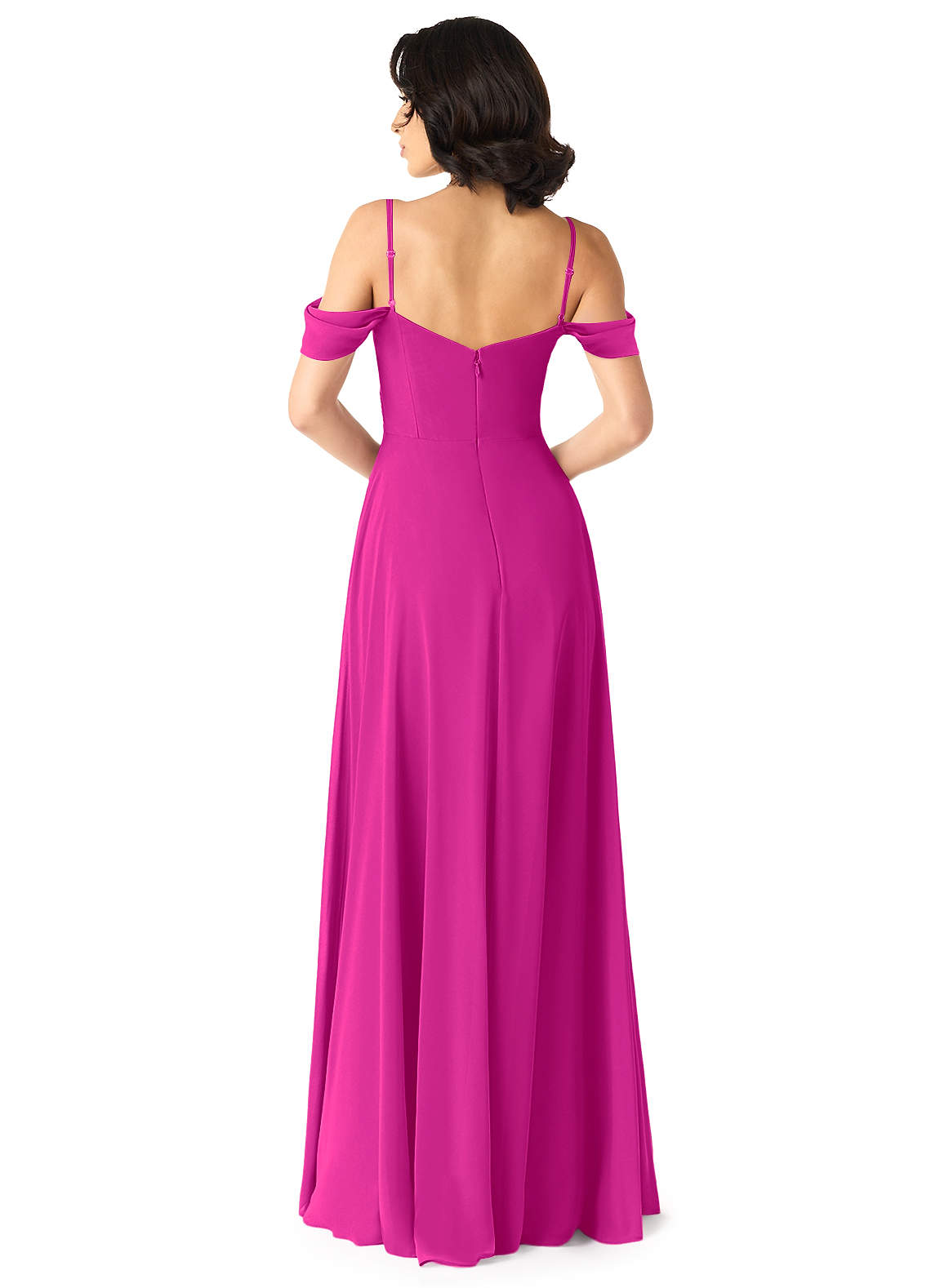 Tancie A-Line Off-the-Shoulder Chiffon Bridesmaid Dress in Fuchsia