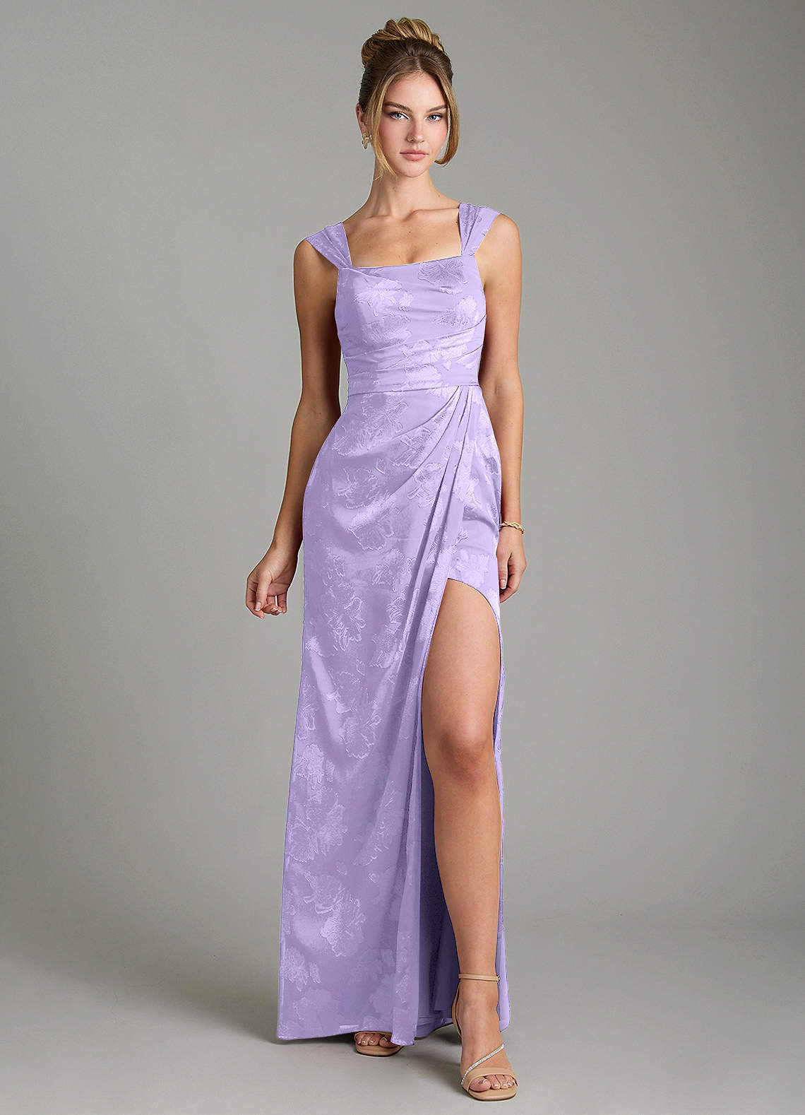 Kaelis Mermaid Scoop-Neck Jacquard Bridesmaid Dress in Lilac