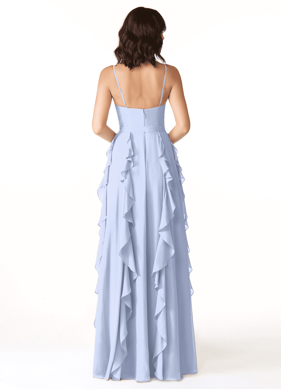 Peyton A-Line V-Neck Chiffon Bridesmaid Dress in Ice