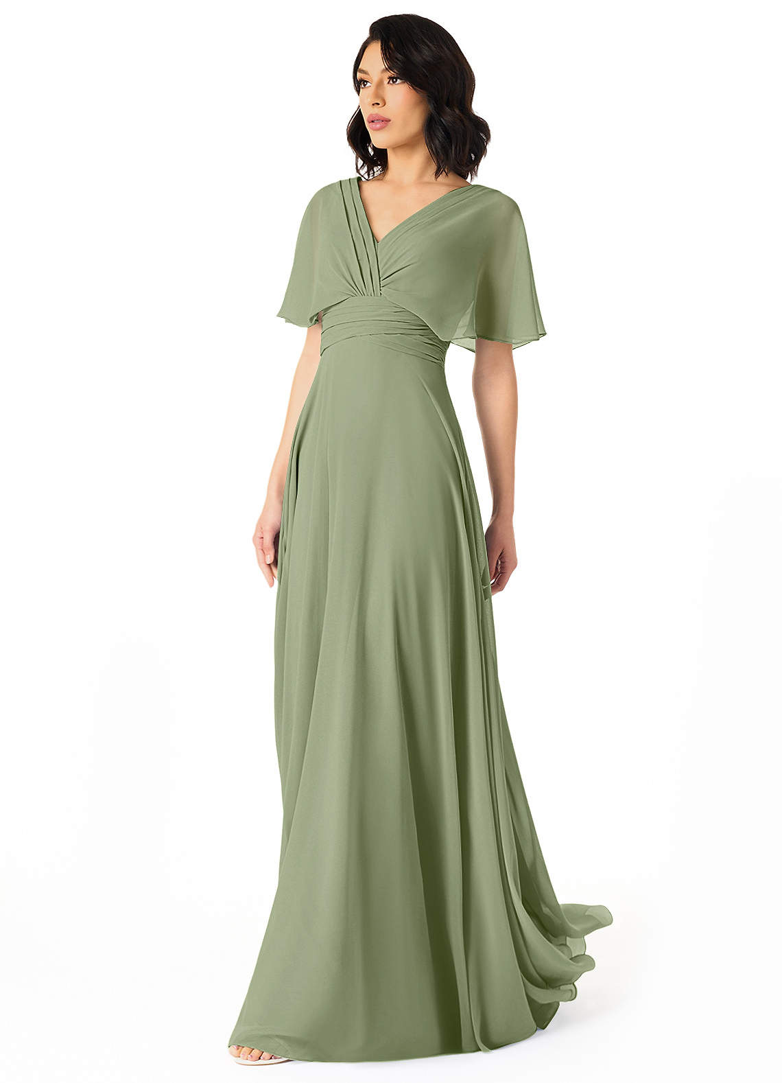 Pamela A-Line V-Neck Chiffon Bridesmaid Dress in Pistachio