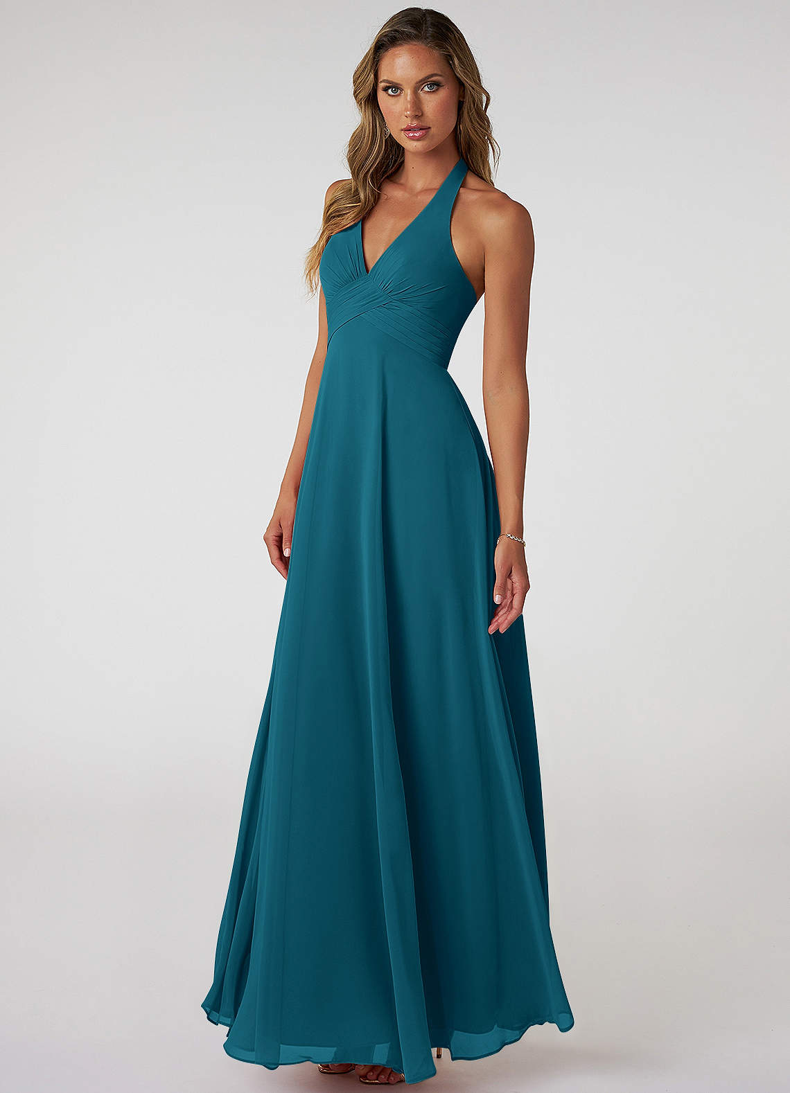 Tessie A-Line V-Neck Chiffon Bridesmaid Dress in Ink Blue