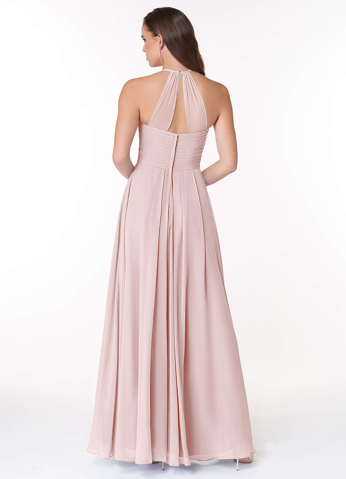 Ginger A-Line Halter Chiffon Bridesmaid Dress in Blushing Pink