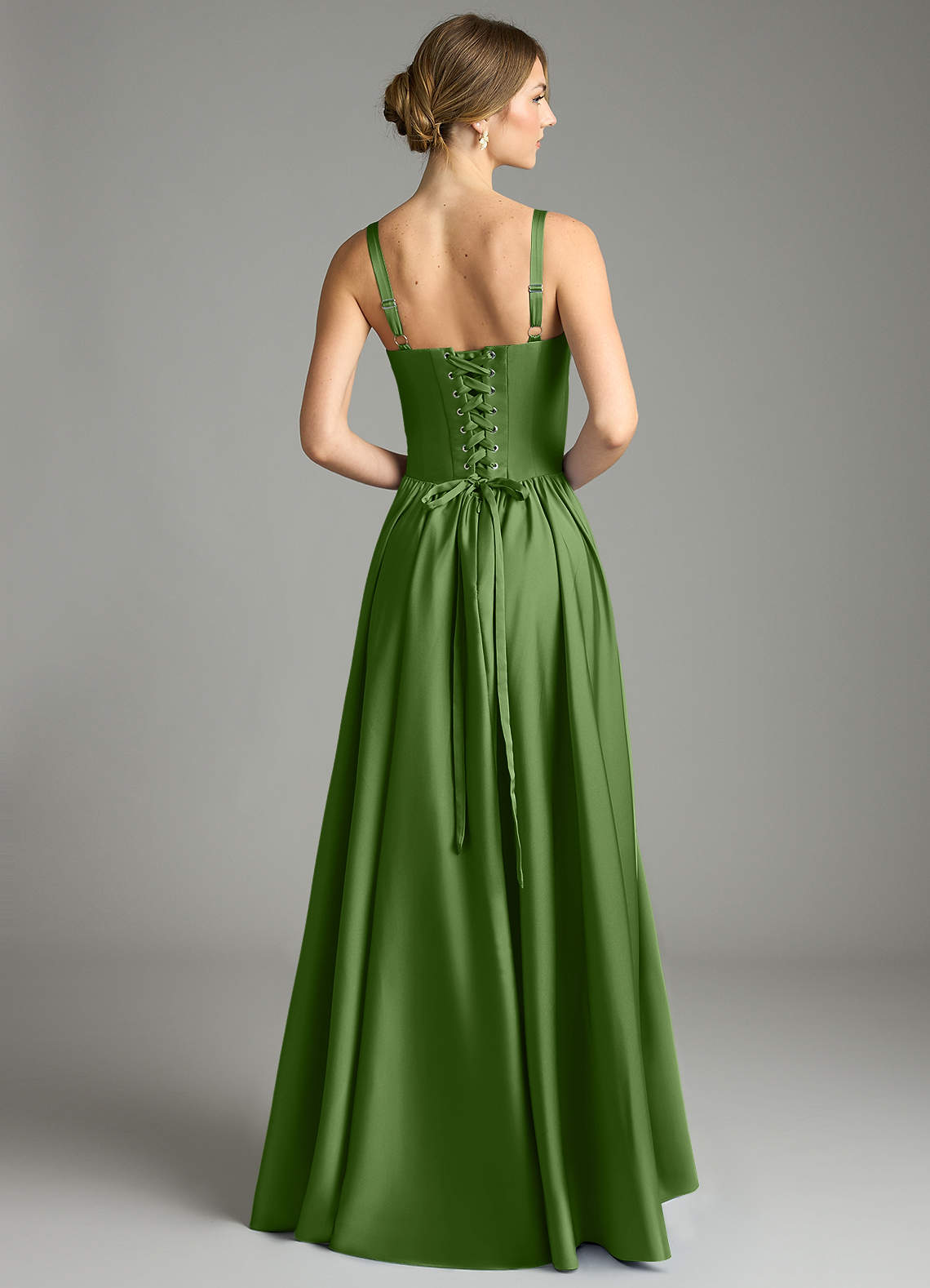 Evadina A-Line Sweetheart Stretch Satin Bridesmaid Dress in Basil