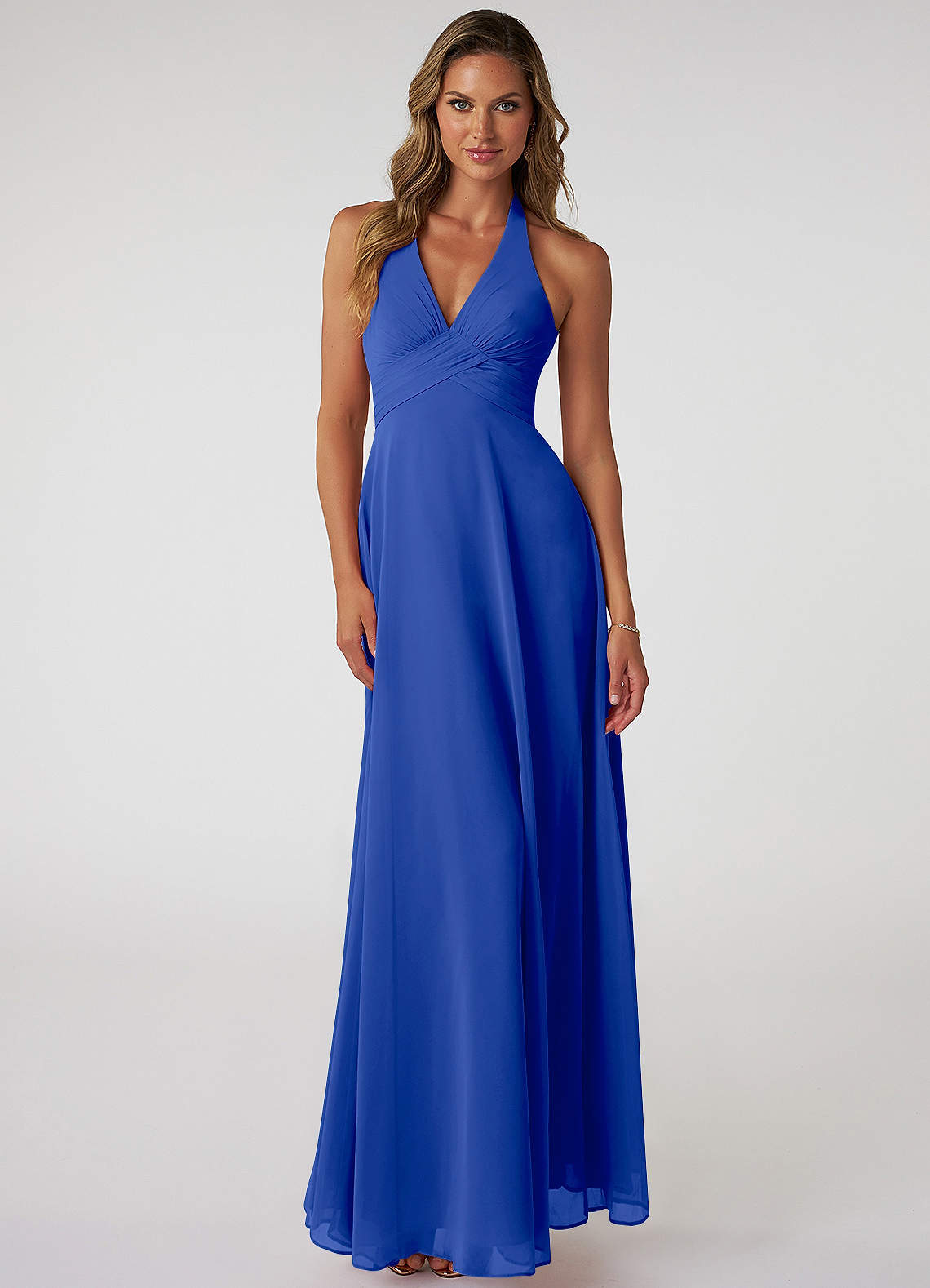 Tessie A-Line V-Neck Chiffon Bridesmaid Dress in Royal Blue